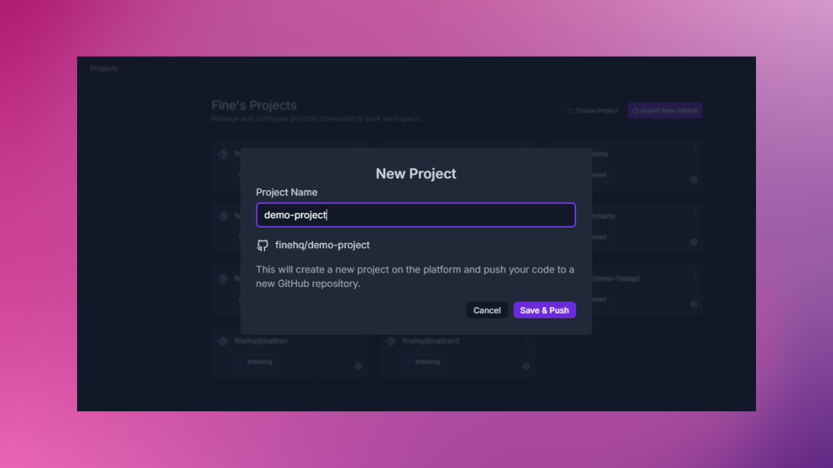 create new software in Fine's AI
