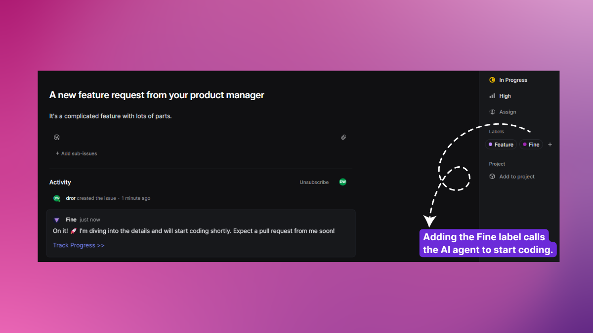 AI Coding tool Fine turns a Linear issue into a PR